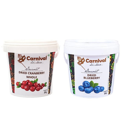 Carnival Dried Cranberry & Blueberry Combo of 2 | Healthy Snacks | Whole Premium Dried Berries | Dryfruits | Antioxidant Rich