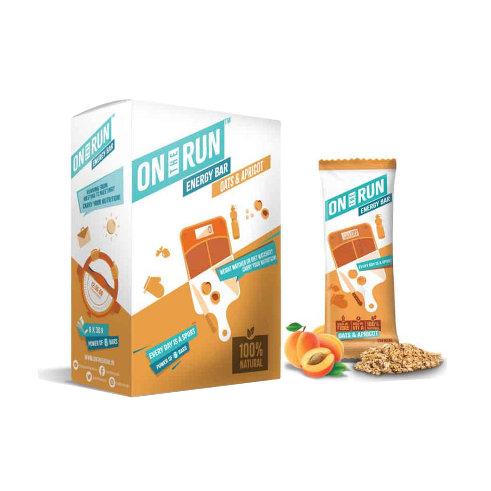 ON THE RUN Cranberry, Apricot & Oats, Energy Bars ( Pack of 6 X 30g)